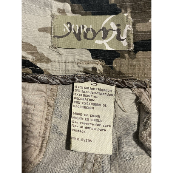 Nori Bermuda Tactical Shorts Womens Juniors Size 3 Brown Black Camo Stretch - Picture 5 of 8